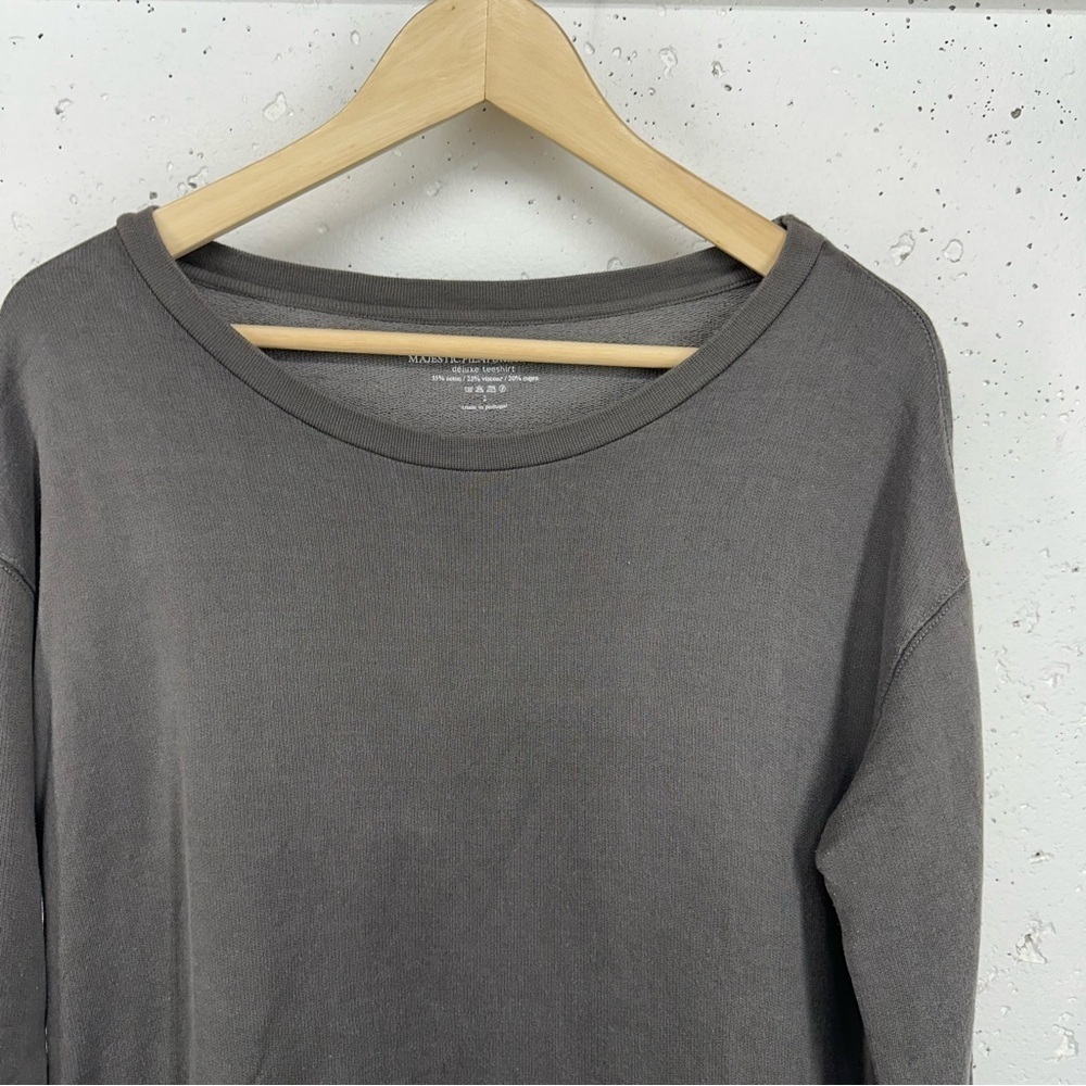 Majestic Filatures Women's Size 2 Small Gray Tie Side Boatneck Shirt - Picture 4 of 16